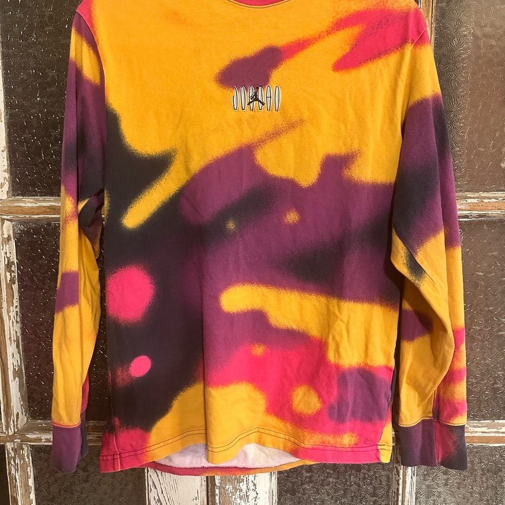 Jordan mens Long Sleeve Tie-Dye Shirt - Yellow, Purple, Pink